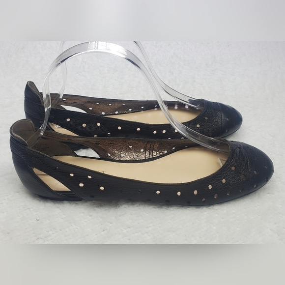 Bundle Only: Nine West Sz 7M Black Leather Ballerina Flats Silver Lining Cap Toe - Picture 2 of 10